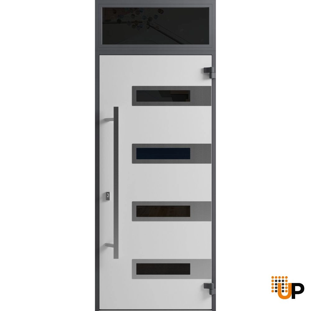 Single swing metal-aluminum modern exterior door with triplex | Ronex 0131 Black | 36 x 96 photo#2