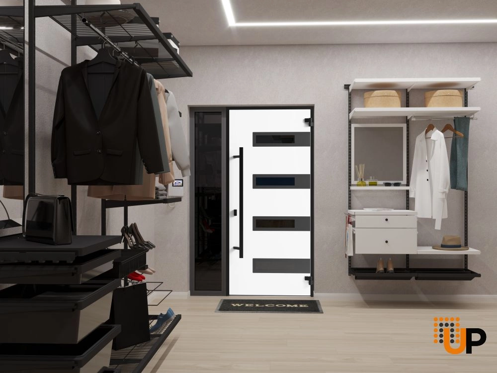 Single swing metal-aluminum modern exterior door with triplex | Ronex 0131 Gray | 48 x 80 photo#4