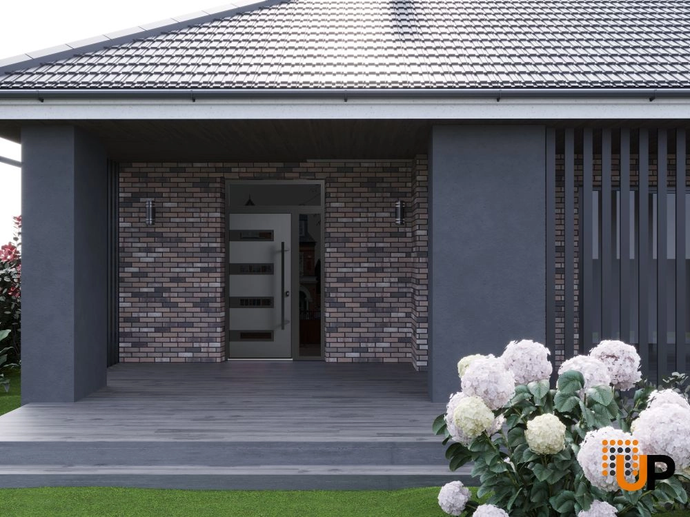 Single swing metal-aluminum modern exterior door with triplex | Ronex 0131 Gray | 48 x 96 photo#3