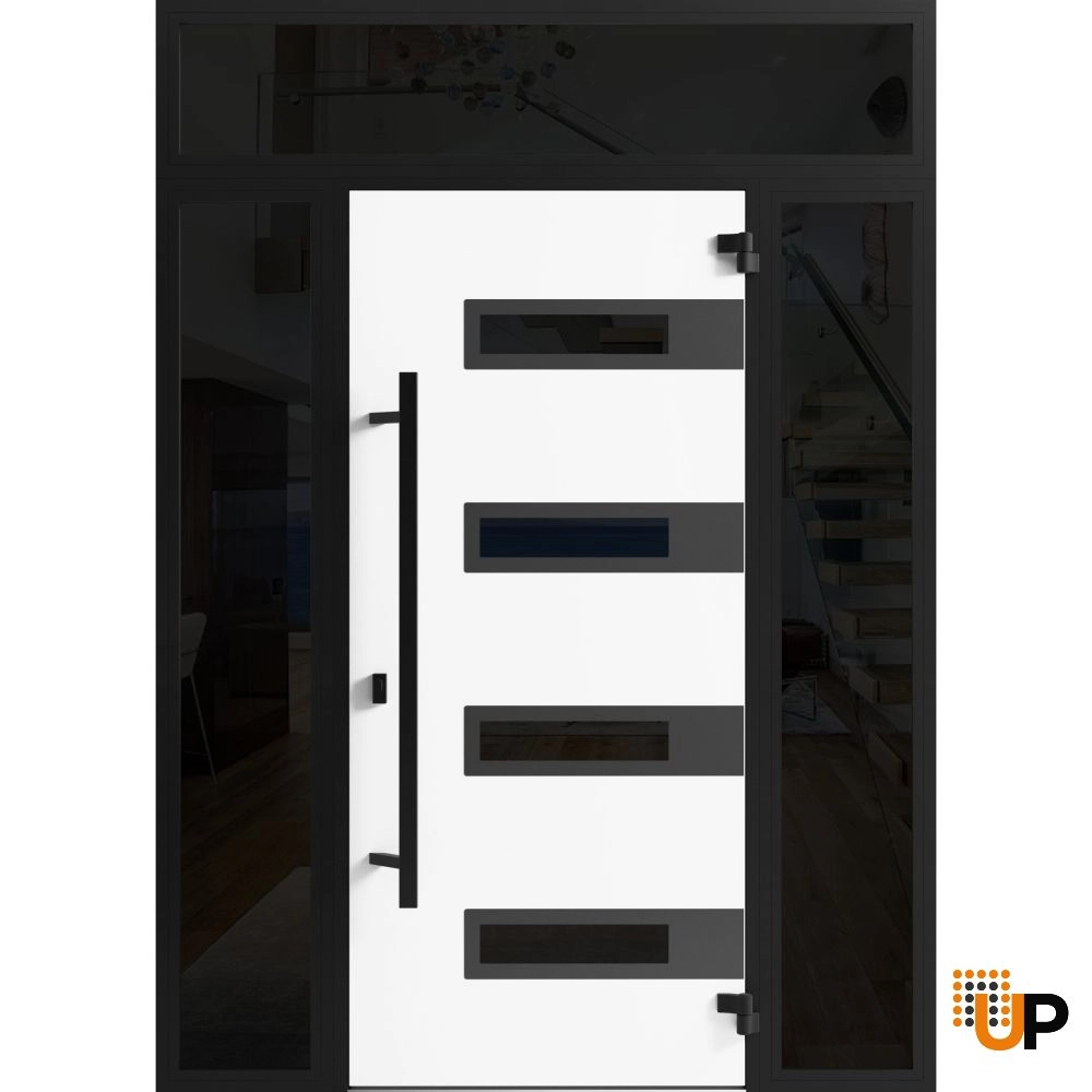 Single swing metal-aluminum modern exterior door with triplex | Ronex 0131 Gray | 60 x 96 photo#2