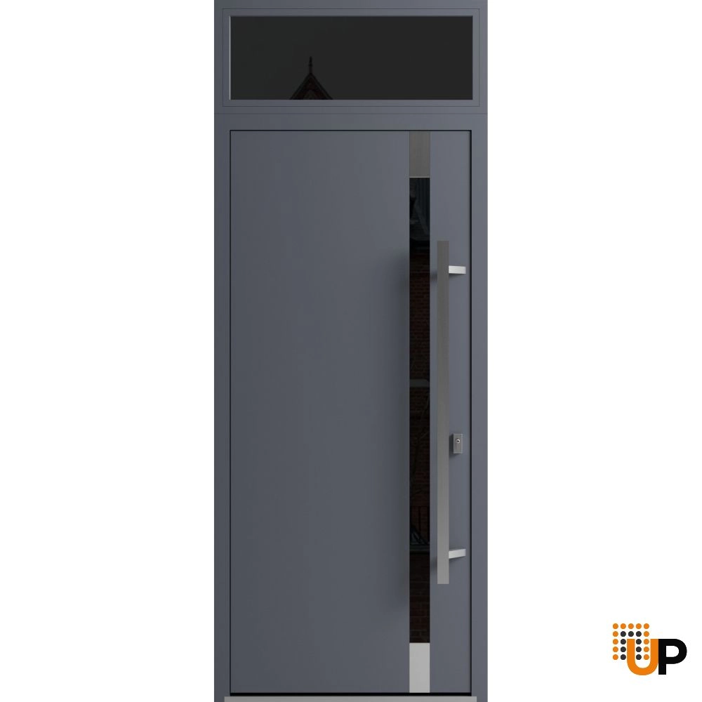 Single swing metal-aluminum modern exterior door with triplex | Ronex 1011 Gray | 36 x 96 photo#1
