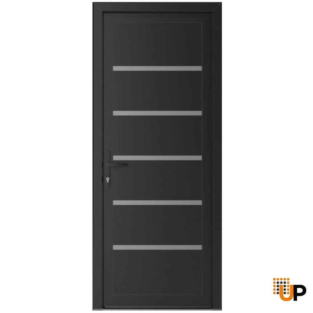 Single swing metal-plastic modern exterior door | Manux 8415 Black Matte | 30 x 80 photo#1