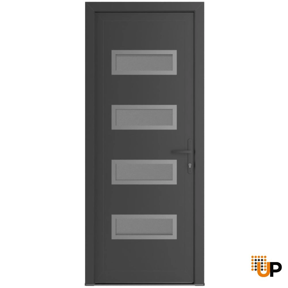 Single swing vinyl modern exterior door with tempered glass | Manux 8113 Antracite | 32 x 80 photo#1