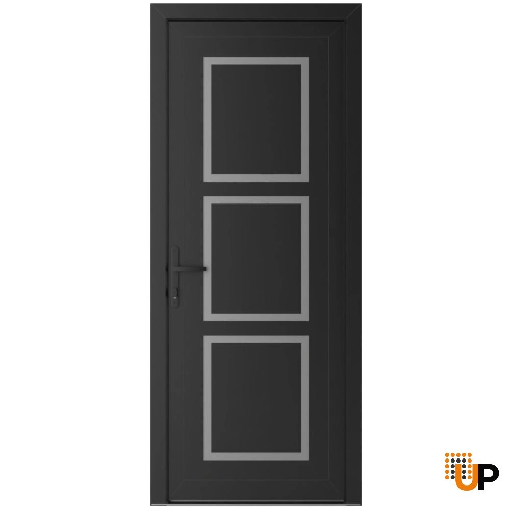 Single swing metal-plastic modern exterior door | Manux 8661 Black Matte | 36 x 80 photo#1