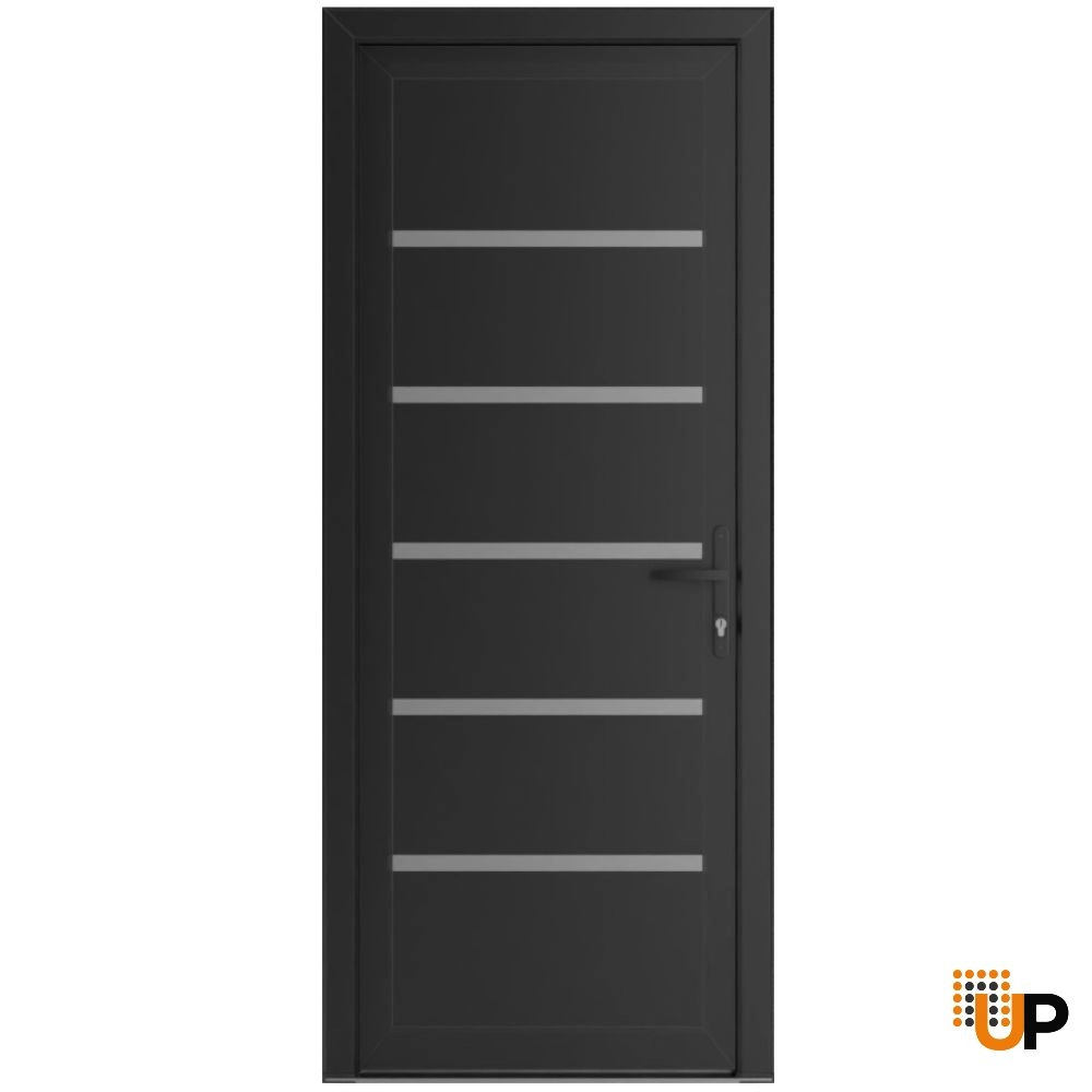 Single swing vinyl modern exterior door | Manux 8415 Black Matte | 30 x 80 photo#1