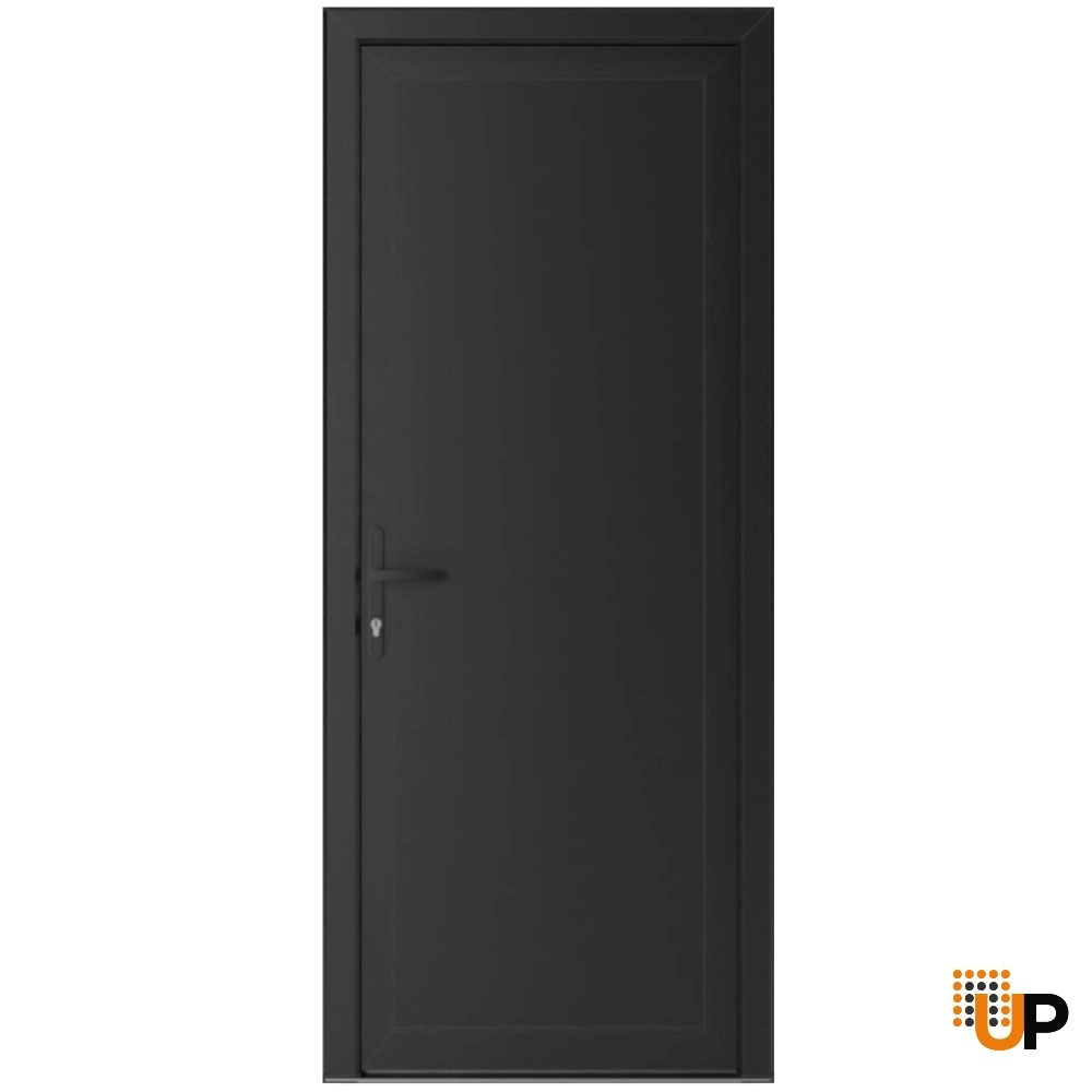 Single swing metal-plastic modern exterior door | Manux 8111 Black Matte | 36 x 80 photo#1