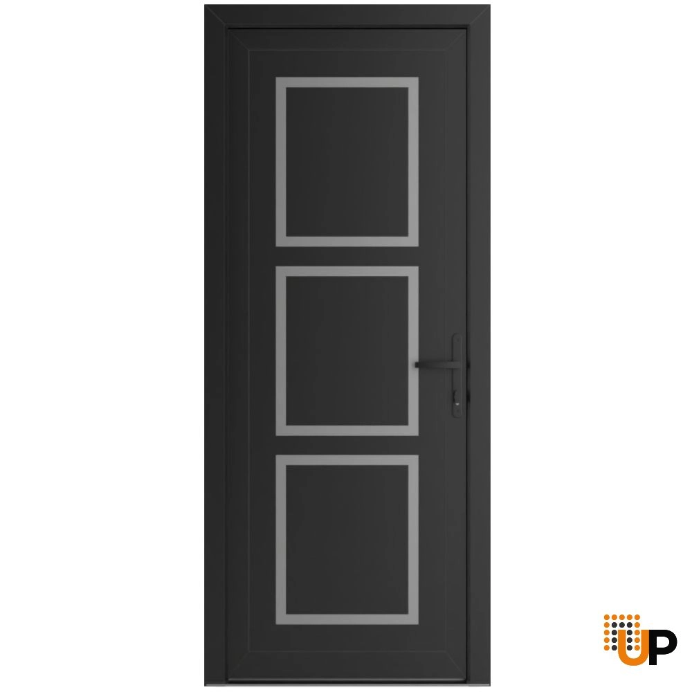 Single swing vinyl modern exterior door | Manux 8661 Black Matte | 36 x 80 photo#1