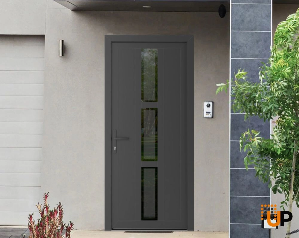 Single swing vinyl modern exterior door with clear glass | Manux 8112 Antracite | 32 x 80 (32 x 80) photo#2