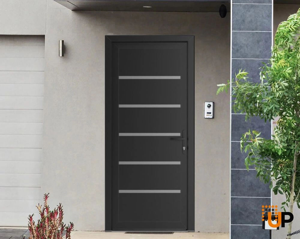 Single swing vinyl modern exterior door | Manux 8415 Black Matte | 30 x 80 photo#2