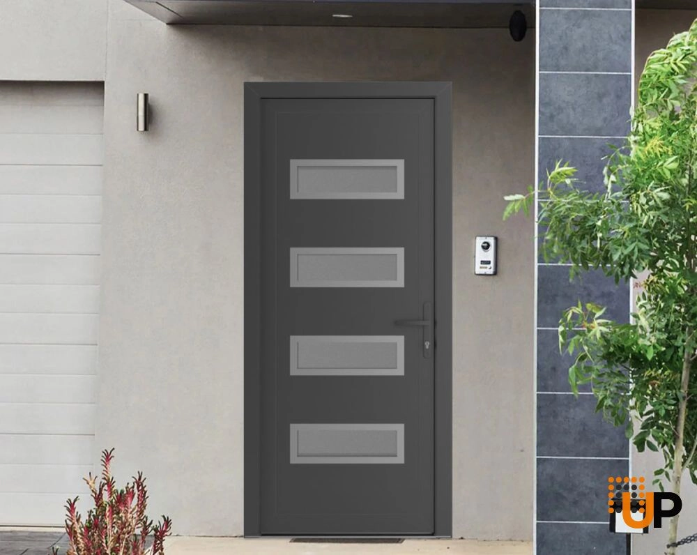 Single swing vinyl modern exterior door with tempered glass | Manux 8113 Antracite | 36 x 80 photo#2