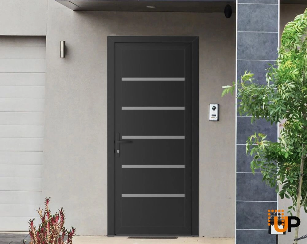 Single swing metal-plastic modern exterior door | Manux 8415 Black Matte | 30 x 80 photo#3