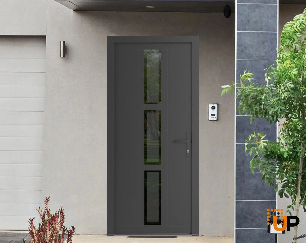 Single swing vinyl modern exterior door with clear glass | Manux 8112 Antracite | 32 x 80 (32 x 80) photo#2