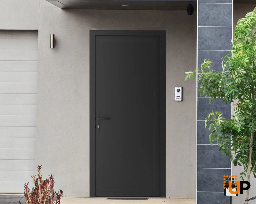 Single swing metal-plastic modern exterior door | Manux 8111 Black Matte | 36 x 80 photo#2