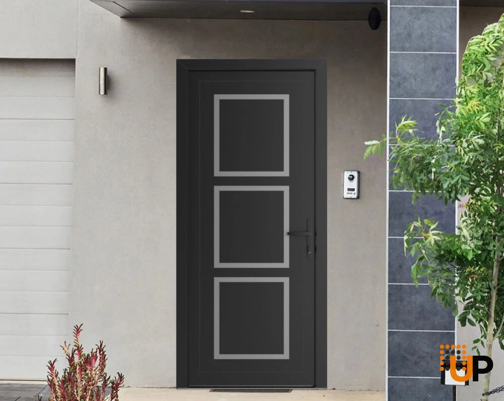 Single swing vinyl modern exterior door | Manux 8661 Black Matte | 36 x 80 photo#2