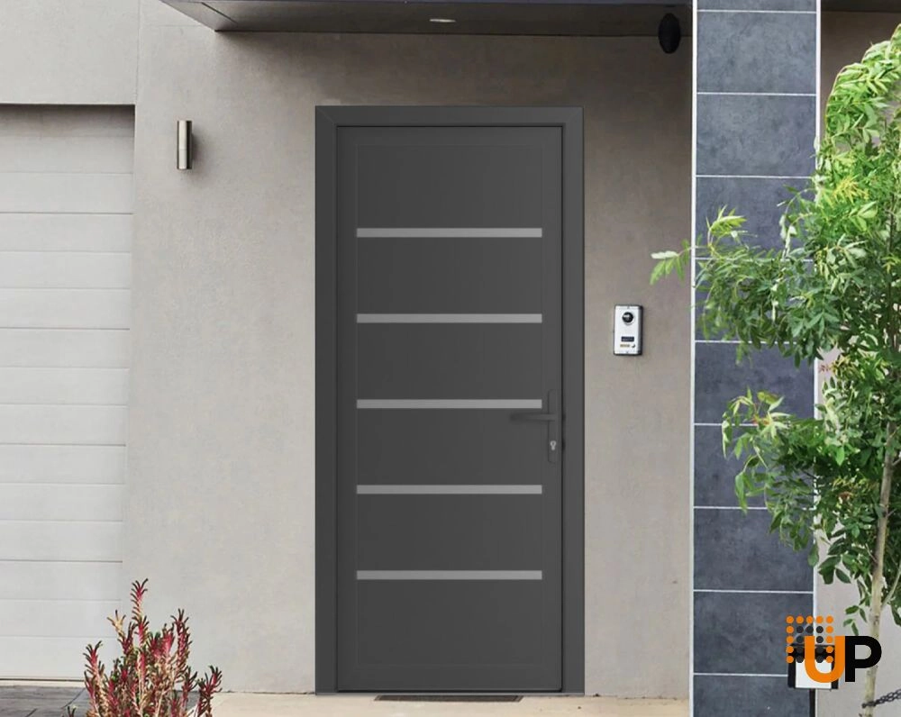 Single swing metal-plastic modern exterior door | Manux 8415 Antracite | 36 x 80 photo#3