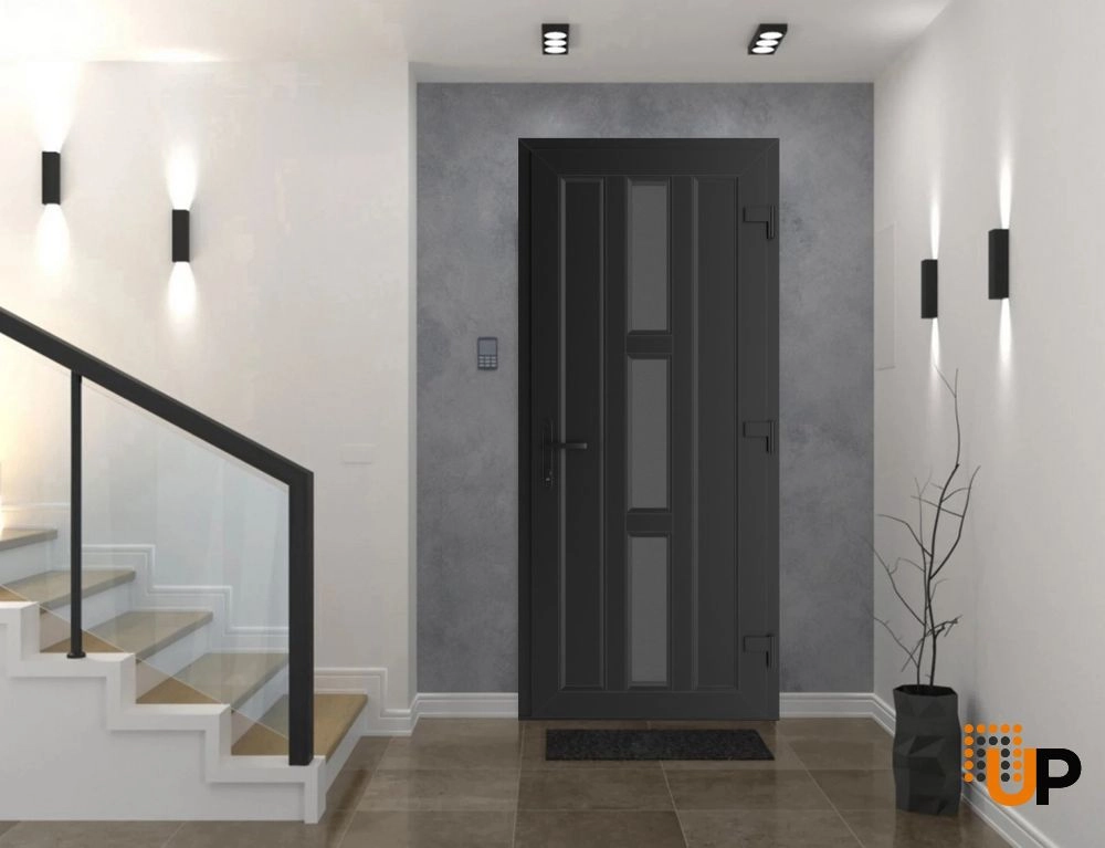 Single swing vinyl modern exterior door with clear glass | Manux 8112 Black Matte | 32 x 80 (32 x 80) photo#3