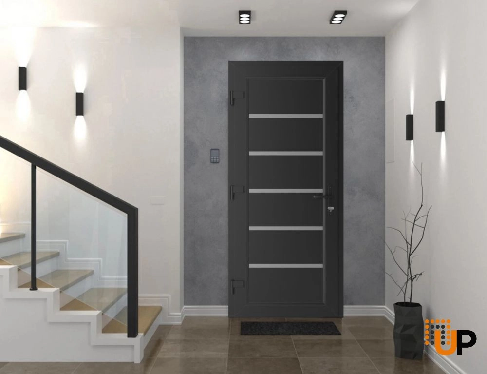 Single swing metal-plastic modern exterior door | Manux 8415 Black Matte | 30 x 80 photo#2
