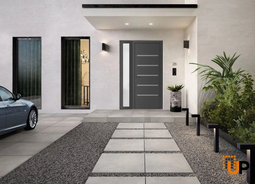 Single swing vinyl modern exterior door | Manux 8415 Antracite | 42 x 80 (30+12 x 80) photo#3