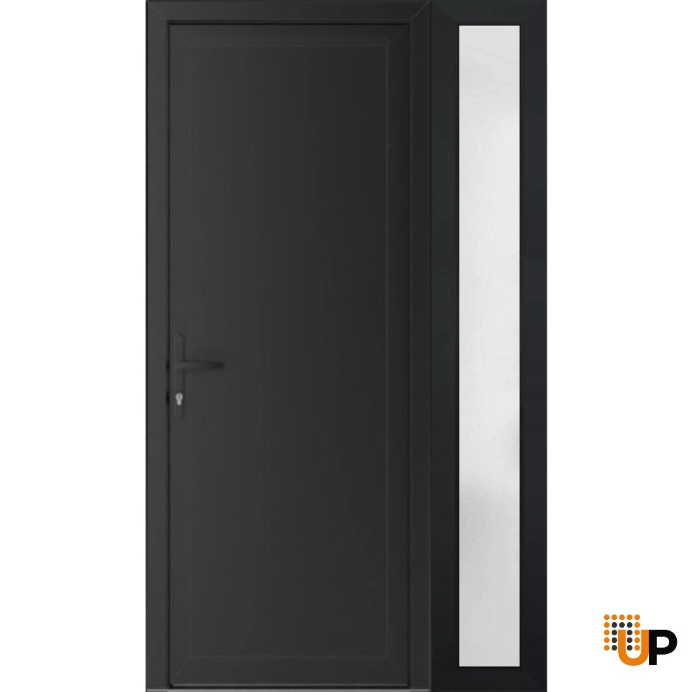 Single swing vinyl modern exterior door | Manux 8111 Black Matte | 48 x 80 photo#1