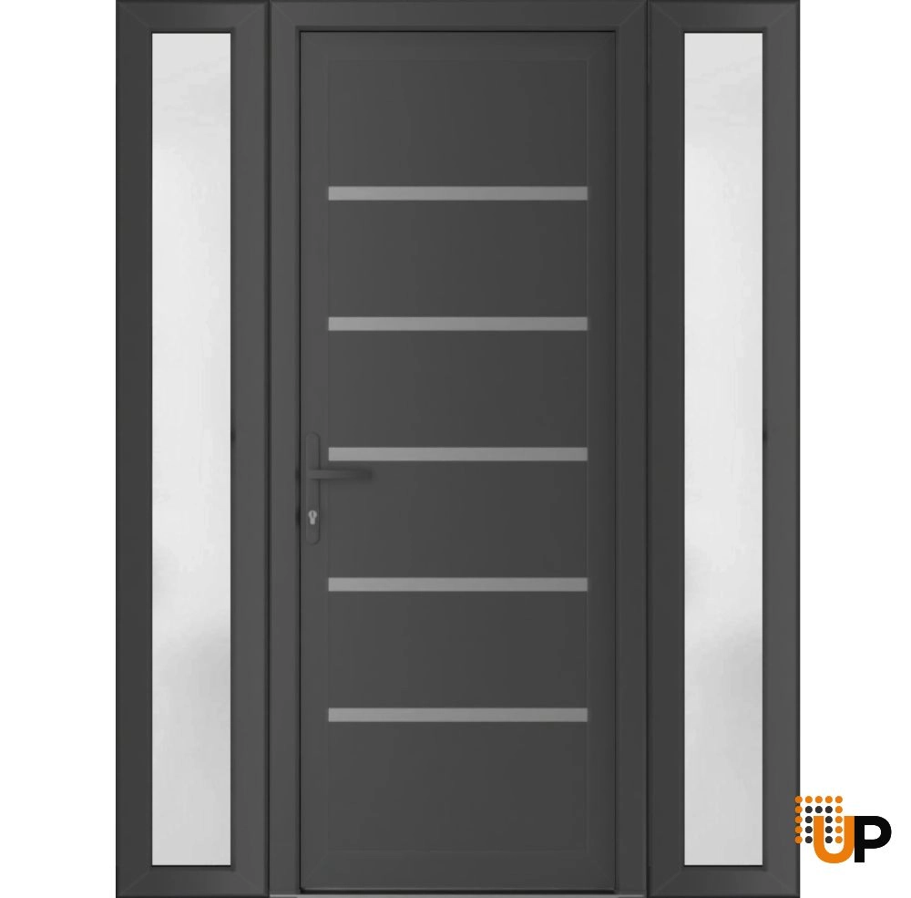 Single swing vinyl modern exterior door | Manux 8415 Antracite | 68 x 80 (16+36+16 x 80) photo#1