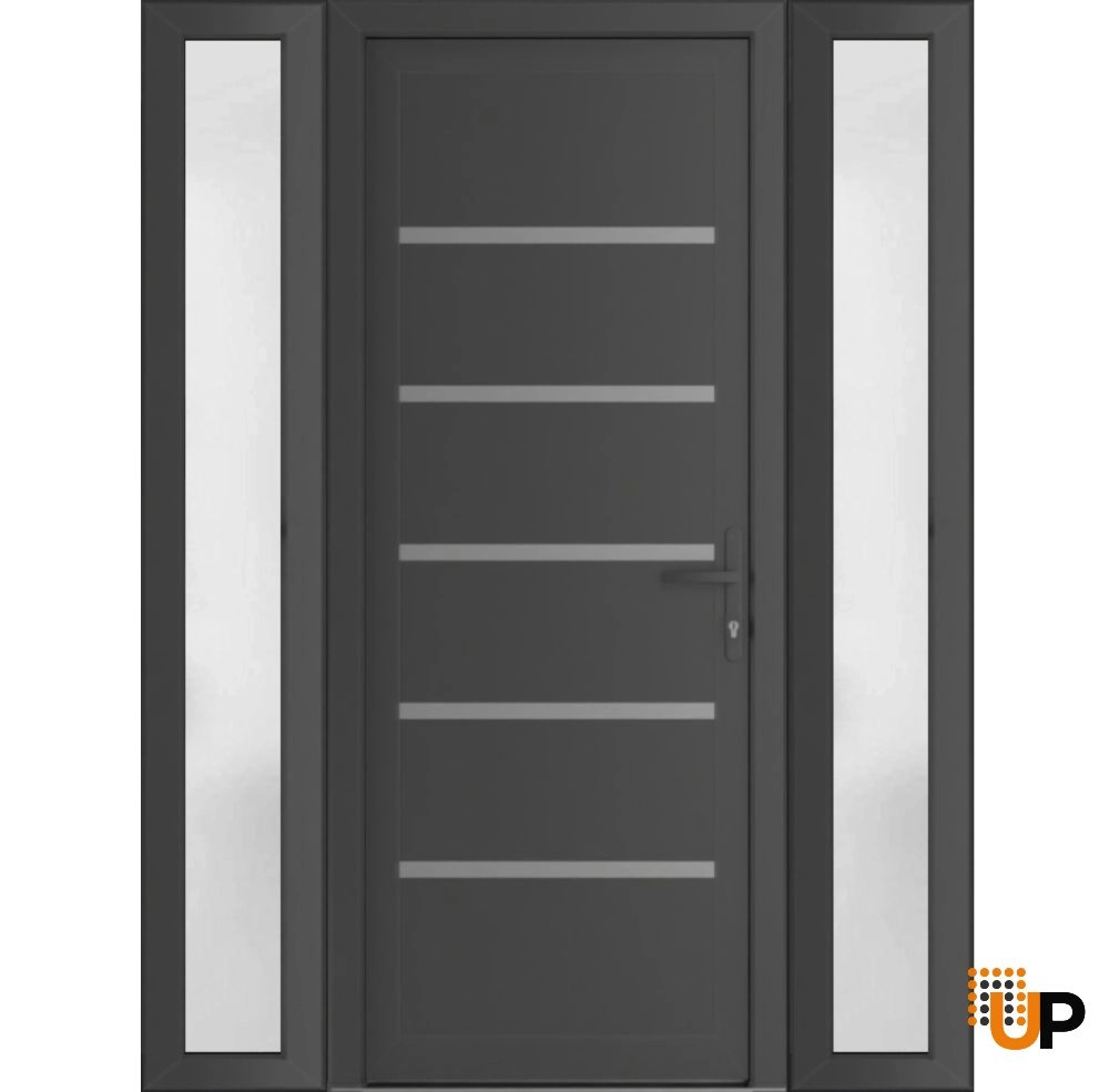 Single swing vinyl modern exterior door | Manux 8415 Antracite | 56 x 80 (12+32+12 x 80) photo#1