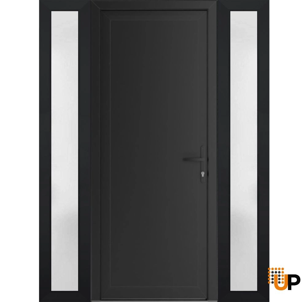 Single swing metal-plastic modern exterior door | Manux 8111 Black Matte | 60 x 80 photo#1