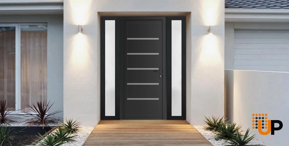 Single swing vinyl modern exterior door | Manux 8415 Black Matte | 60 x 80 (14+32+14 x 80) photo#2