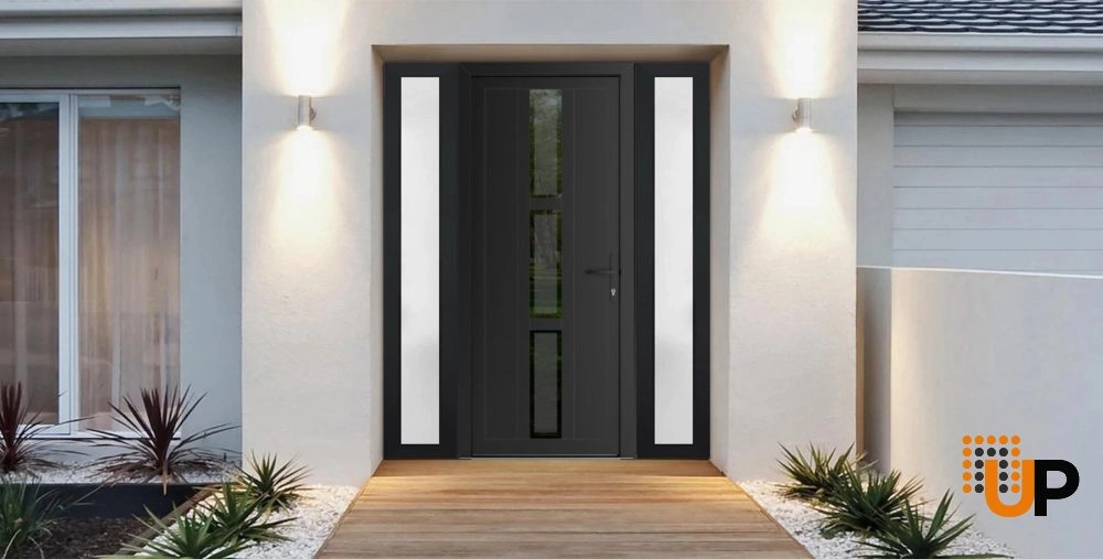Single swing vinyl modern exterior door with tempered glass | Manux 8112 Black Matte | 60 x 80 (12+36+12 x 80) photo#2
