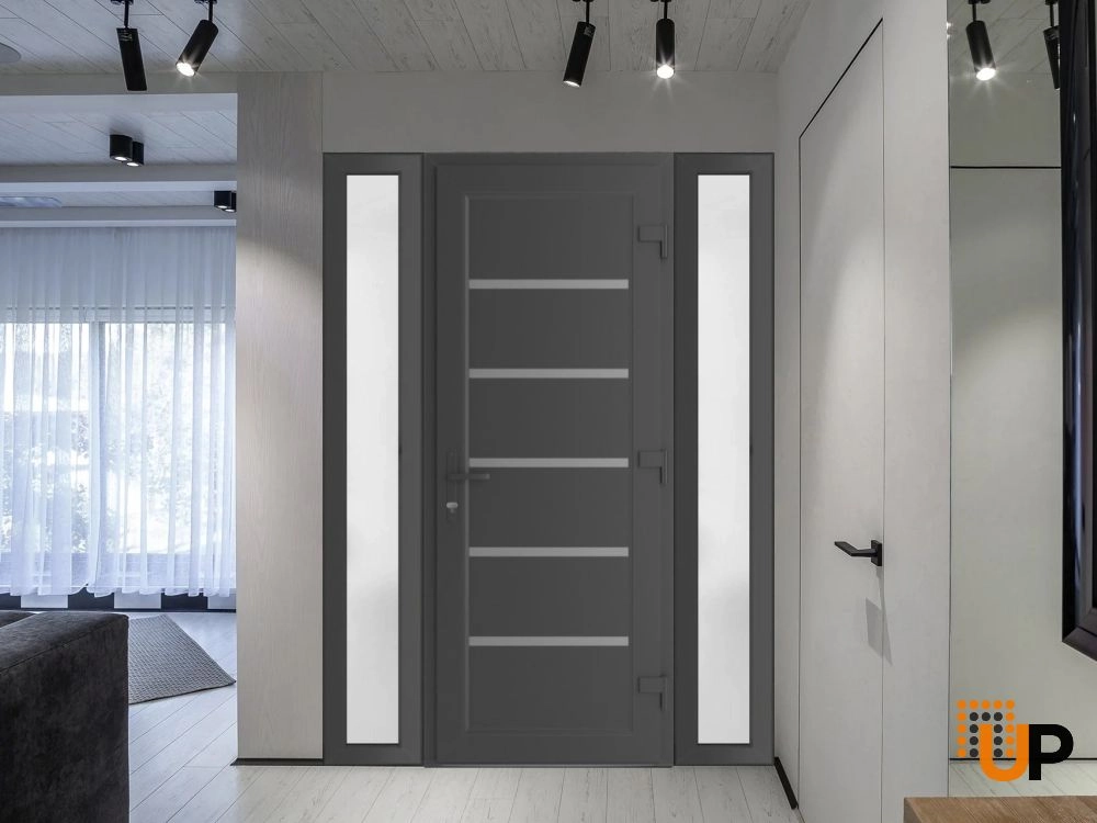 Single swing vinyl modern exterior door | Manux 8415 Antracite | 56 x 80 (12+32+12 x 80) photo#2