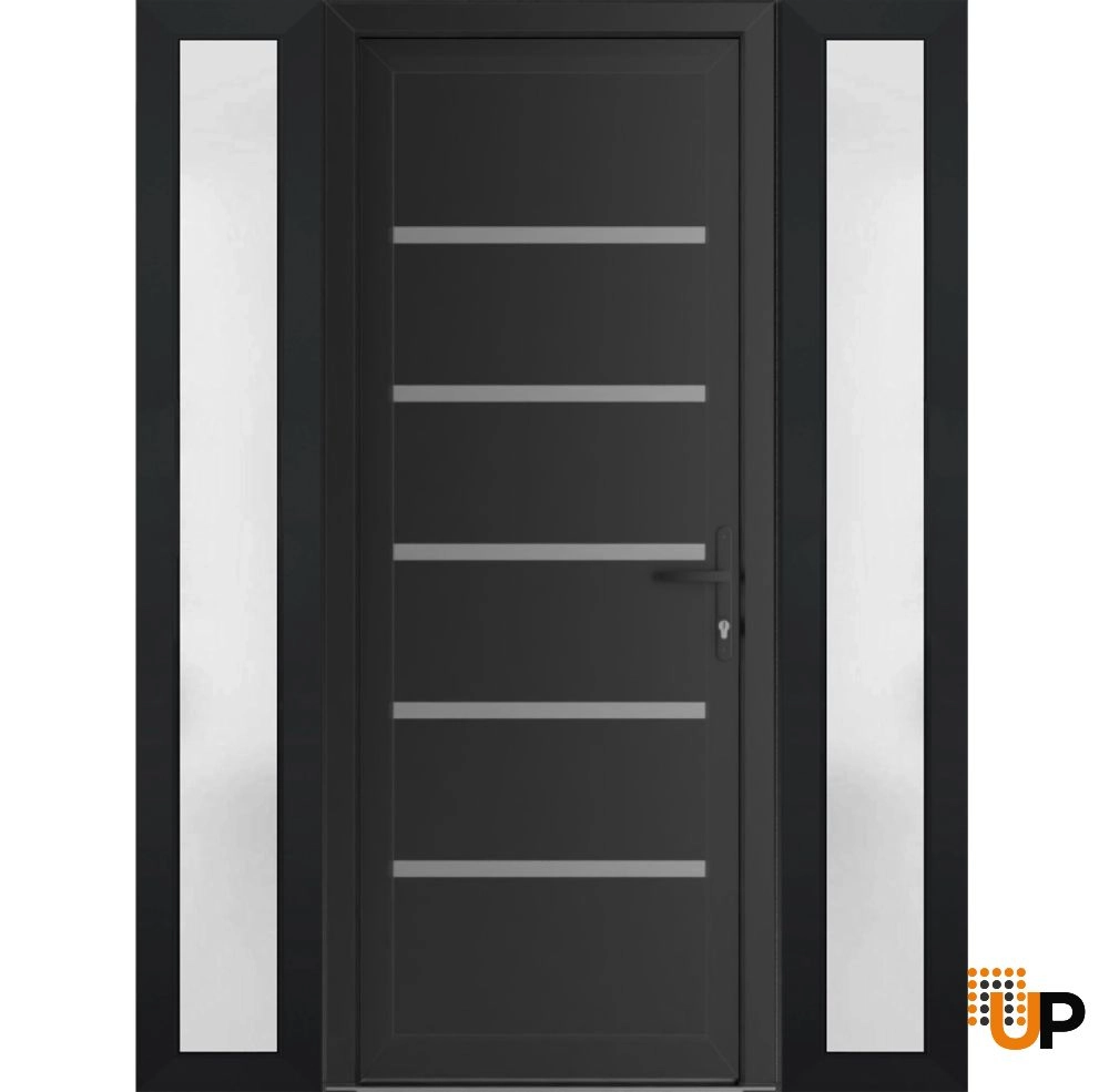 Single swing vinyl modern exterior door | Manux 8415 Black Matte | 60 x 80 (14+32+14 x 80) photo#1