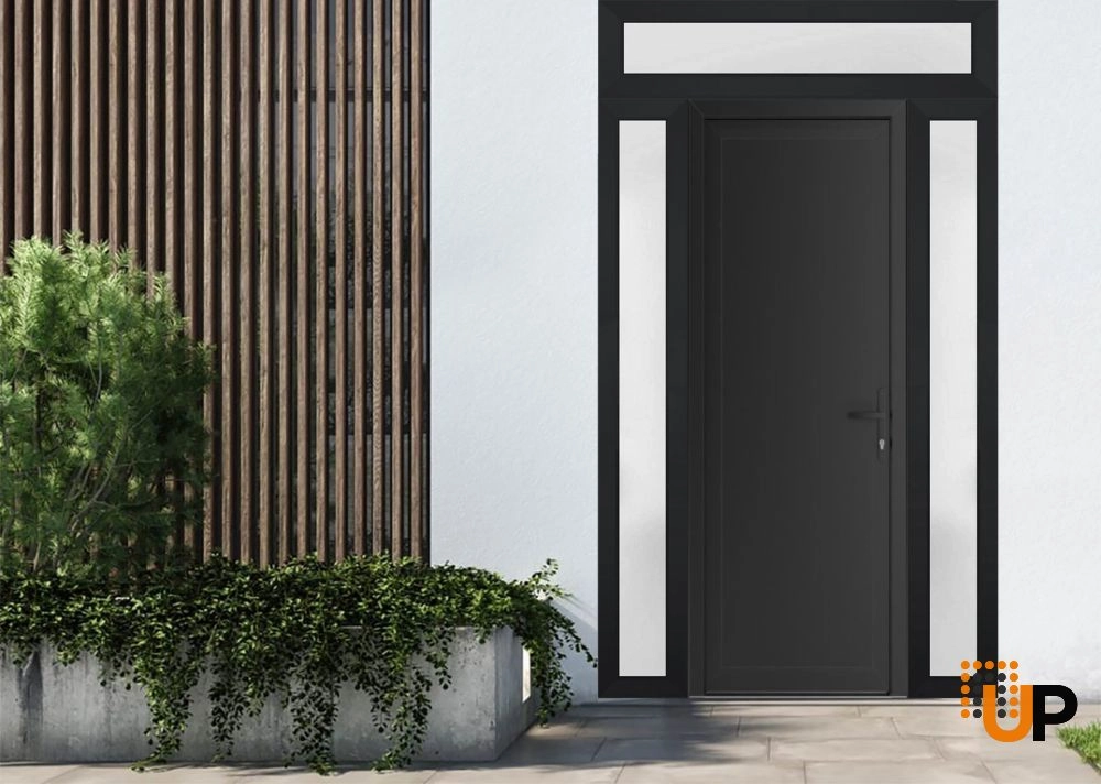 Single swing vinyl modern exterior door | Manux 8111 Black Matte | 68 x 94 photo#2