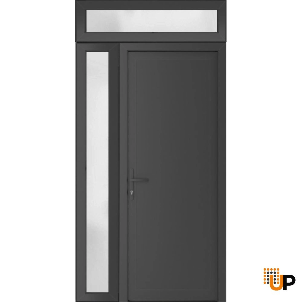 Single swing vinyl modern exterior door | Manux 8111 Antracite | 48 x 94 photo#1