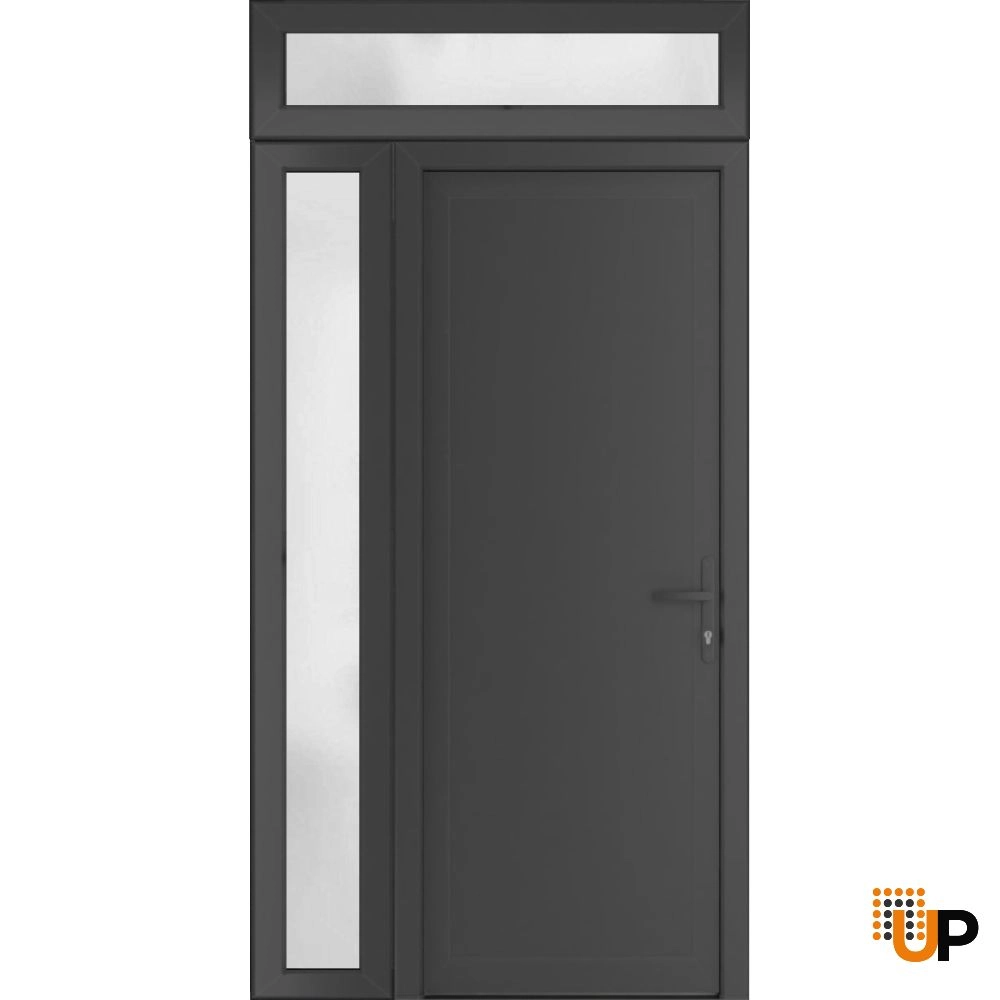 Single swing metal-plastic modern exterior door | Manux 8111 Antracite | 48 x 94 photo#1