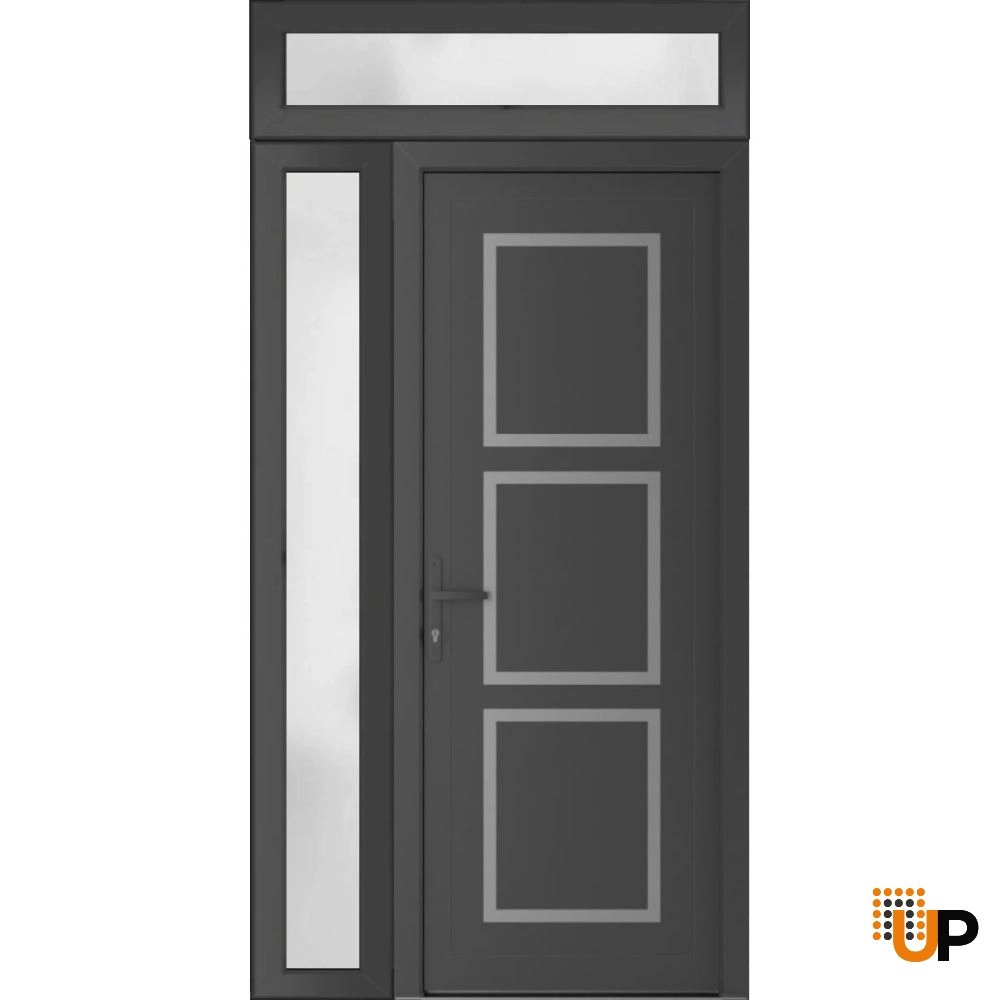 Single swing vinyl modern exterior door | Manux 8661 Antracite | 52 x 94 photo#1