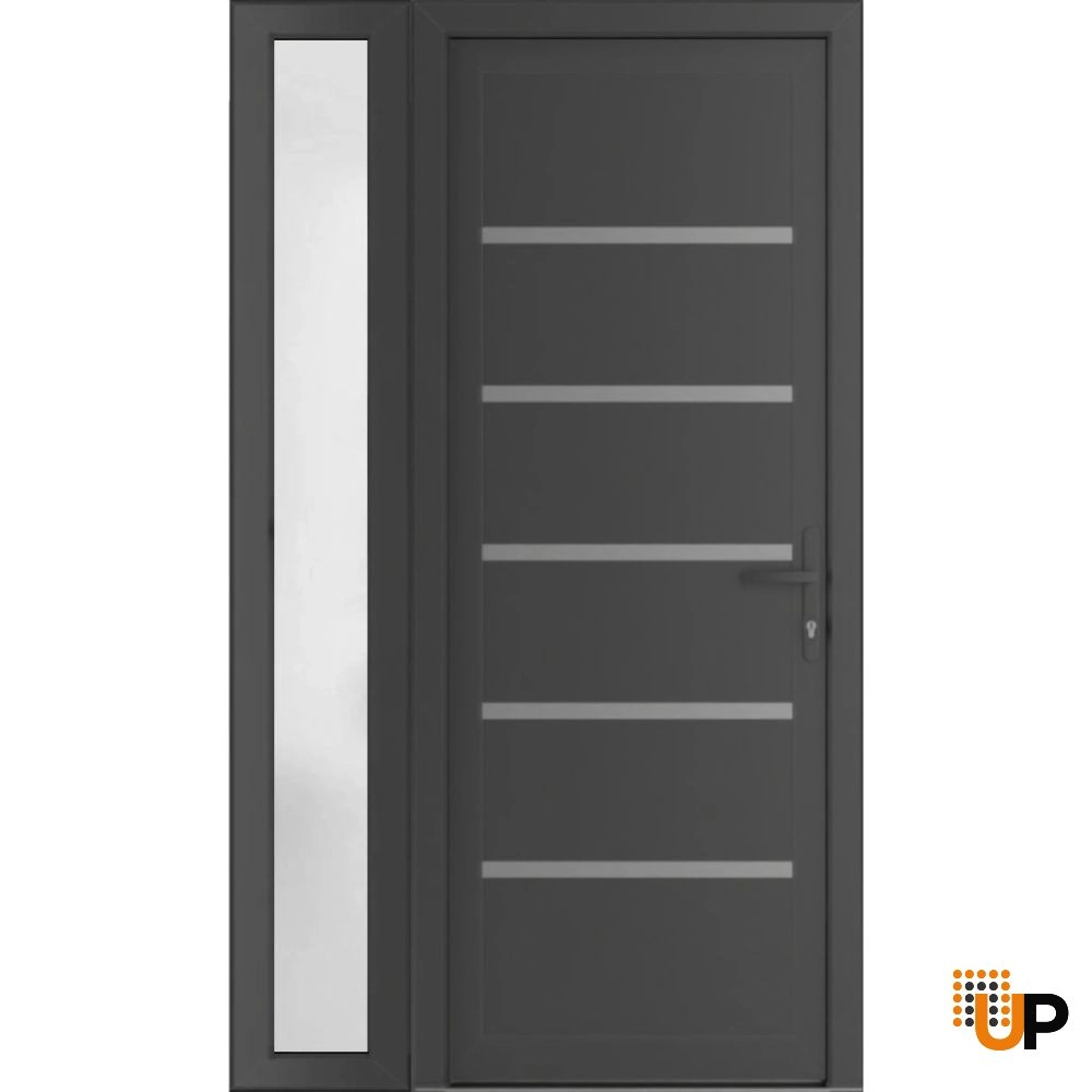 Single swing vinyl modern exterior door | Manux 8415 Antracite | 42 x 80 (30+12 x 80) photo#1