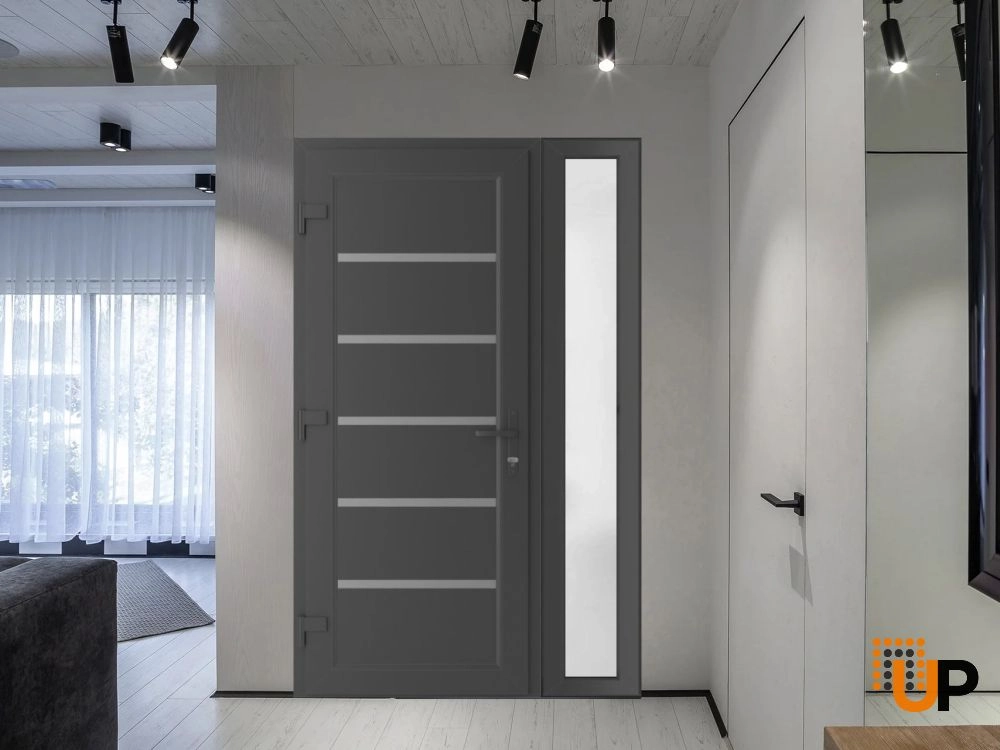 Single swing vinyl modern exterior door | Manux 8415 Antracite | 42 x 80 (30+12 x 80) photo#2
