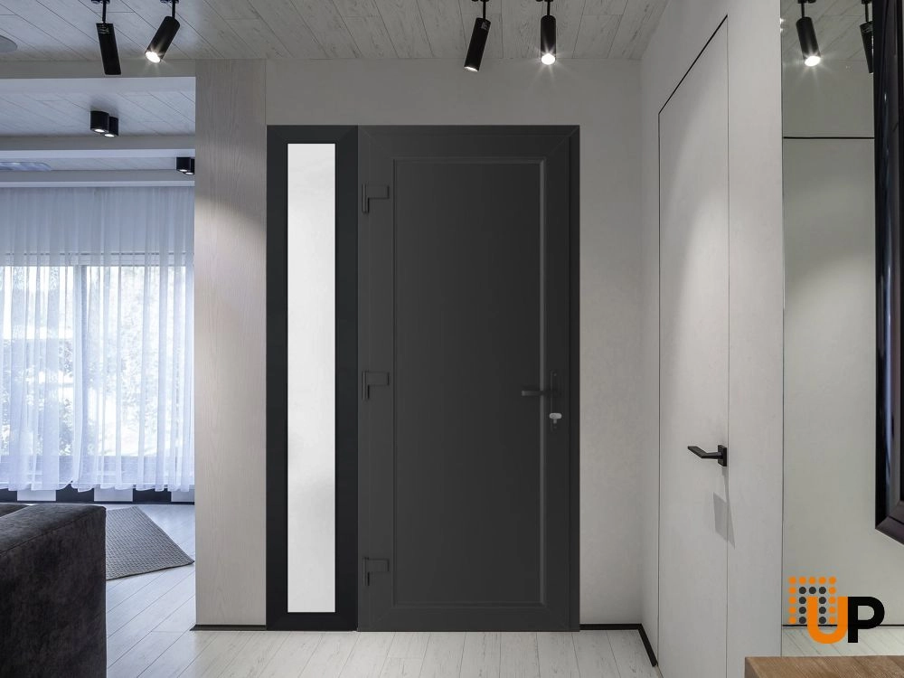 Single swing vinyl modern exterior door | Manux 8111 Black Matte | 48 x 80 photo#2