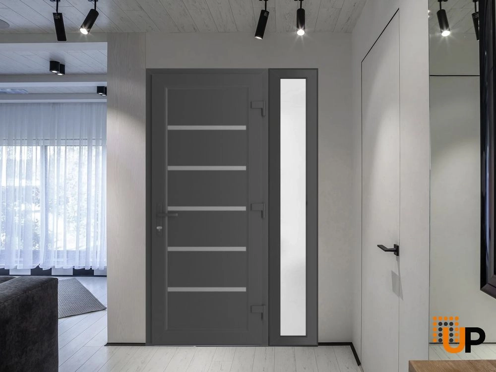 Single swing vinyl modern exterior door | Manux 8415 Antracite | 42 x 80 (30+12 x 80) photo#2
