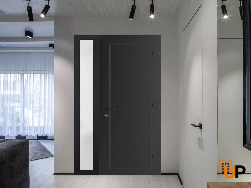 Single swing vinyl modern exterior door | Manux 8111 Black Matte | 48 x 80 photo#2