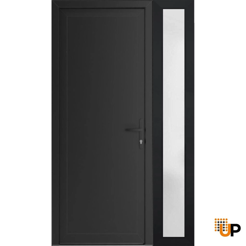 Single swing vinyl modern exterior door | Manux 8111 Black Matte | 48 x 80 photo#1