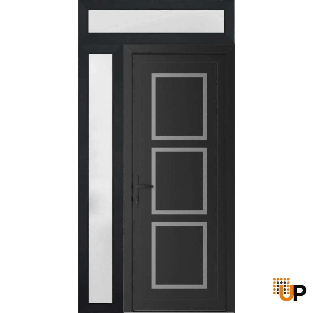 Single swing vinyl modern exterior door | Manux 8661 Black Matte | 48 x 94 photo#1