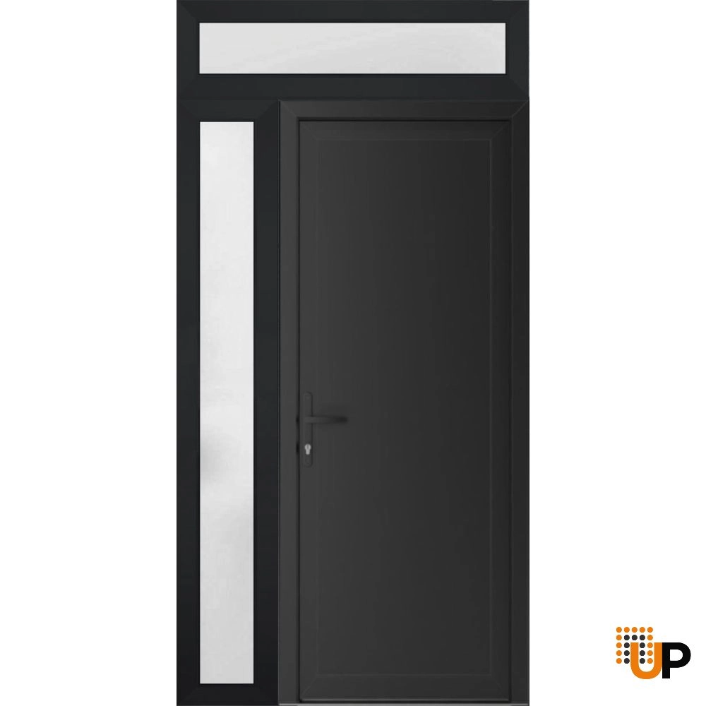 Single swing vinyl modern exterior door | Manux 8111 Black Matte | 48 x 94 photo#1