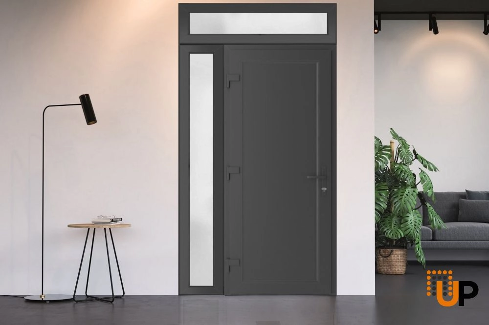Single swing vinyl modern exterior door | Manux 8111 Antracite | 48 x 94 photo#2