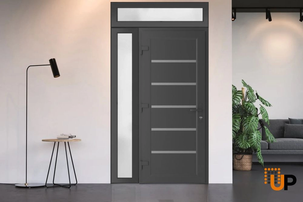 Single swing vinyl modern exterior door | Manux 8415 Antracite | 46 x 94 (30+16 x 80+14) photo#2