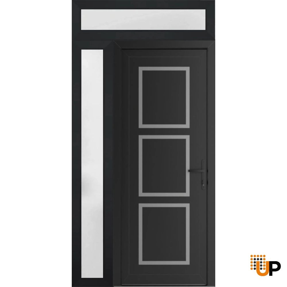 Single swing vinyl modern exterior door | Manux 8661 Black Matte | 50 x 94 photo#1