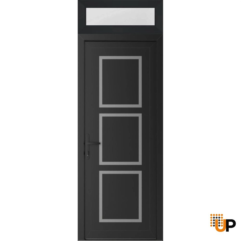Single swing vinyl modern exterior door | Manux 8661 Black Matte | 36 x 94 photo#1