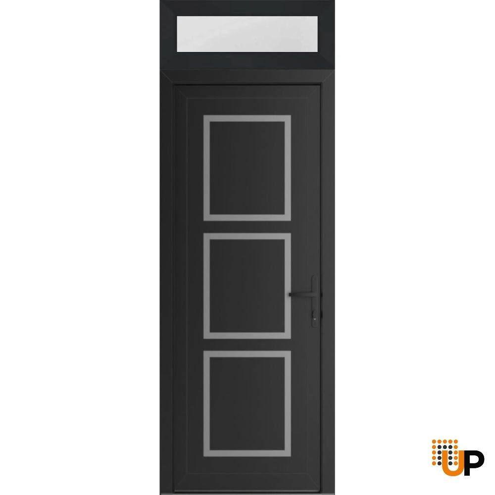Single swing vinyl modern exterior door | Manux 8661 Black Matte | 36 x 94 photo#1