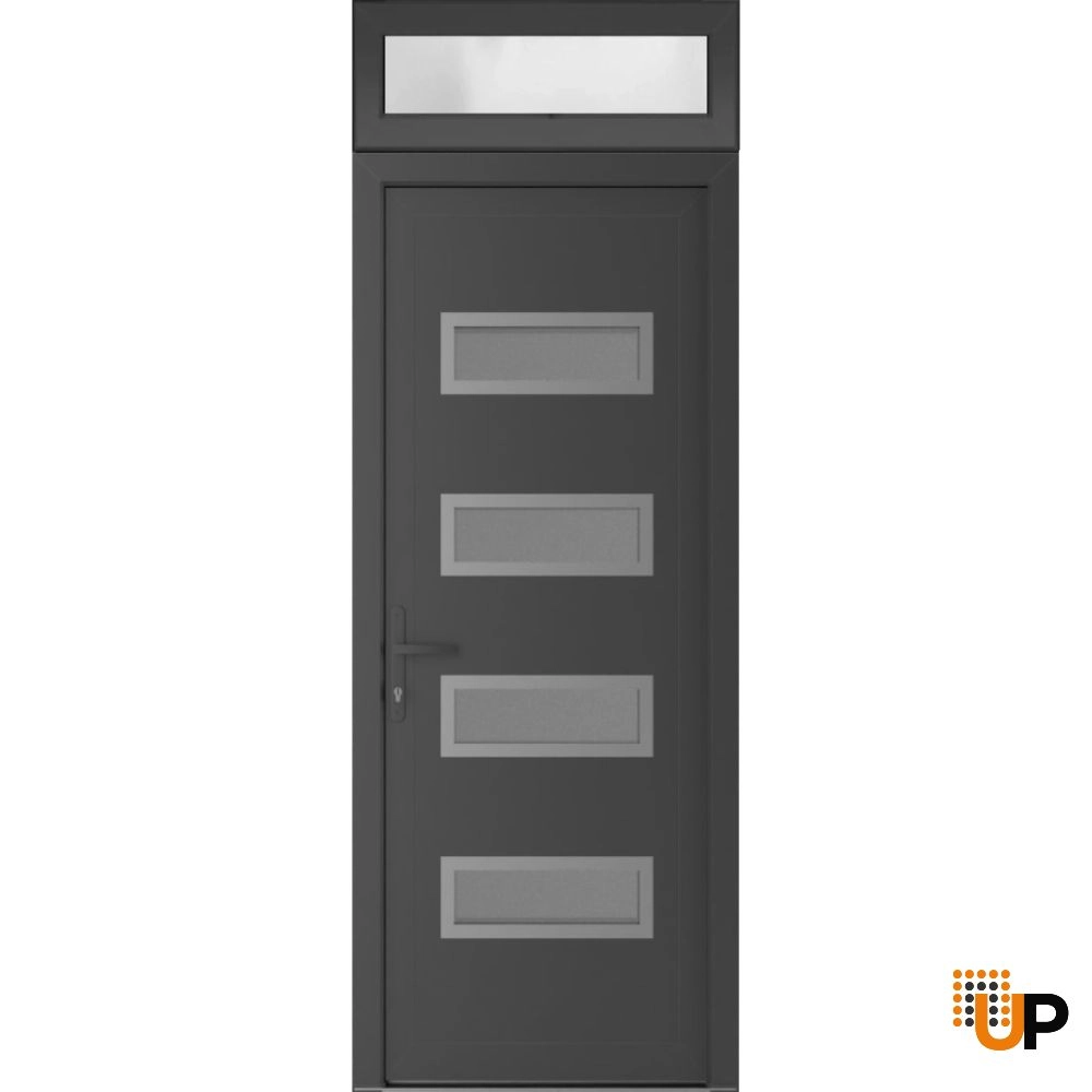 Single swing vinyl modern exterior door with tempered glass | Manux 8113 Antracite | 32 x 94 photo#1