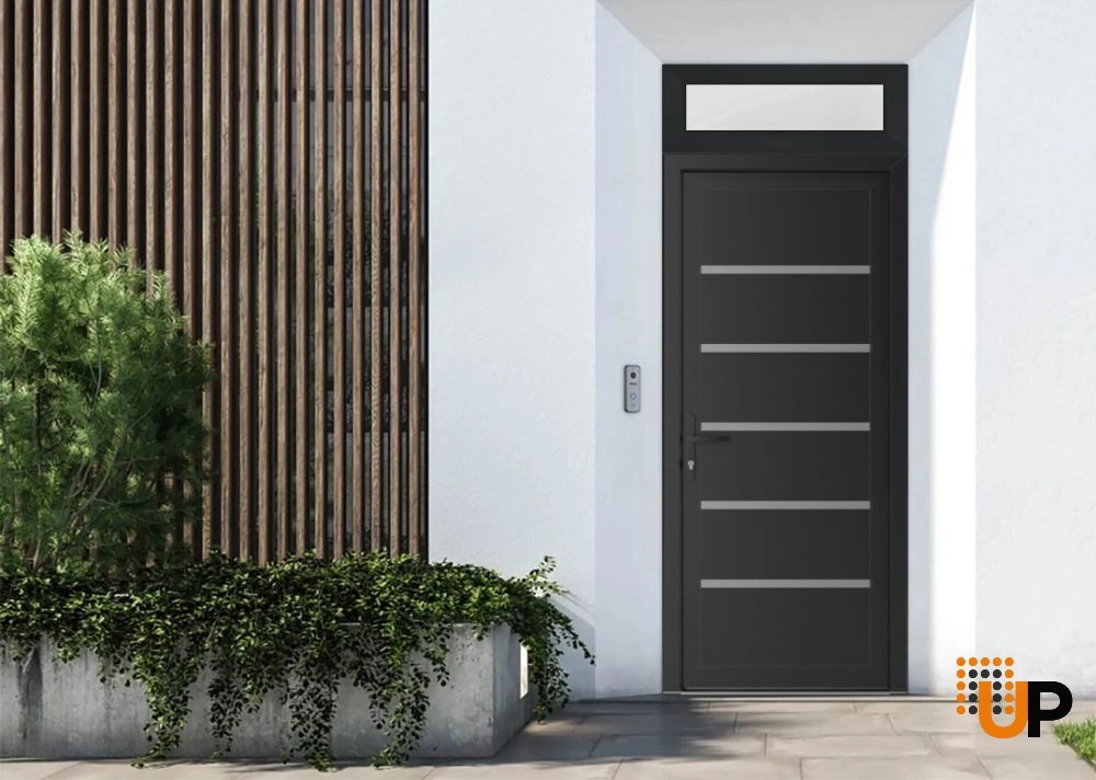 Single swing vinyl modern exterior door | Manux 8415 Black Matte | 30 x 94 (30 x 80+14) photo#2
