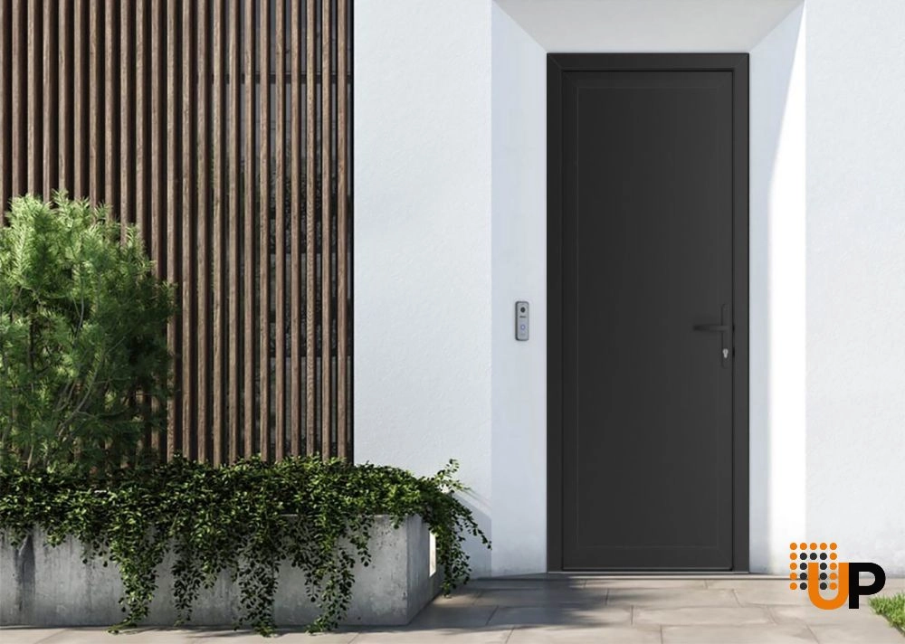 Single swing metal-plastic modern exterior door | Manux 8111 Black Matte | 36 x 94 photo#3
